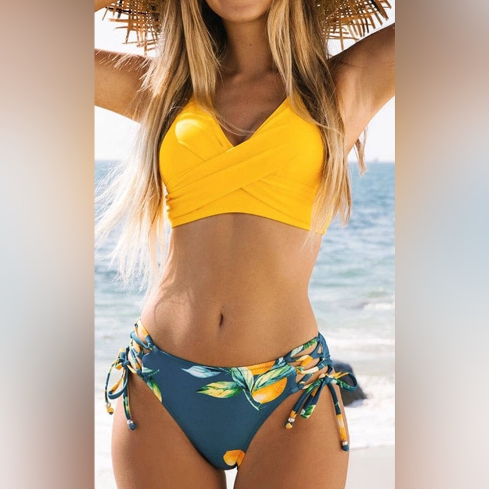 Yellow and Blue Lemon Bikini Set